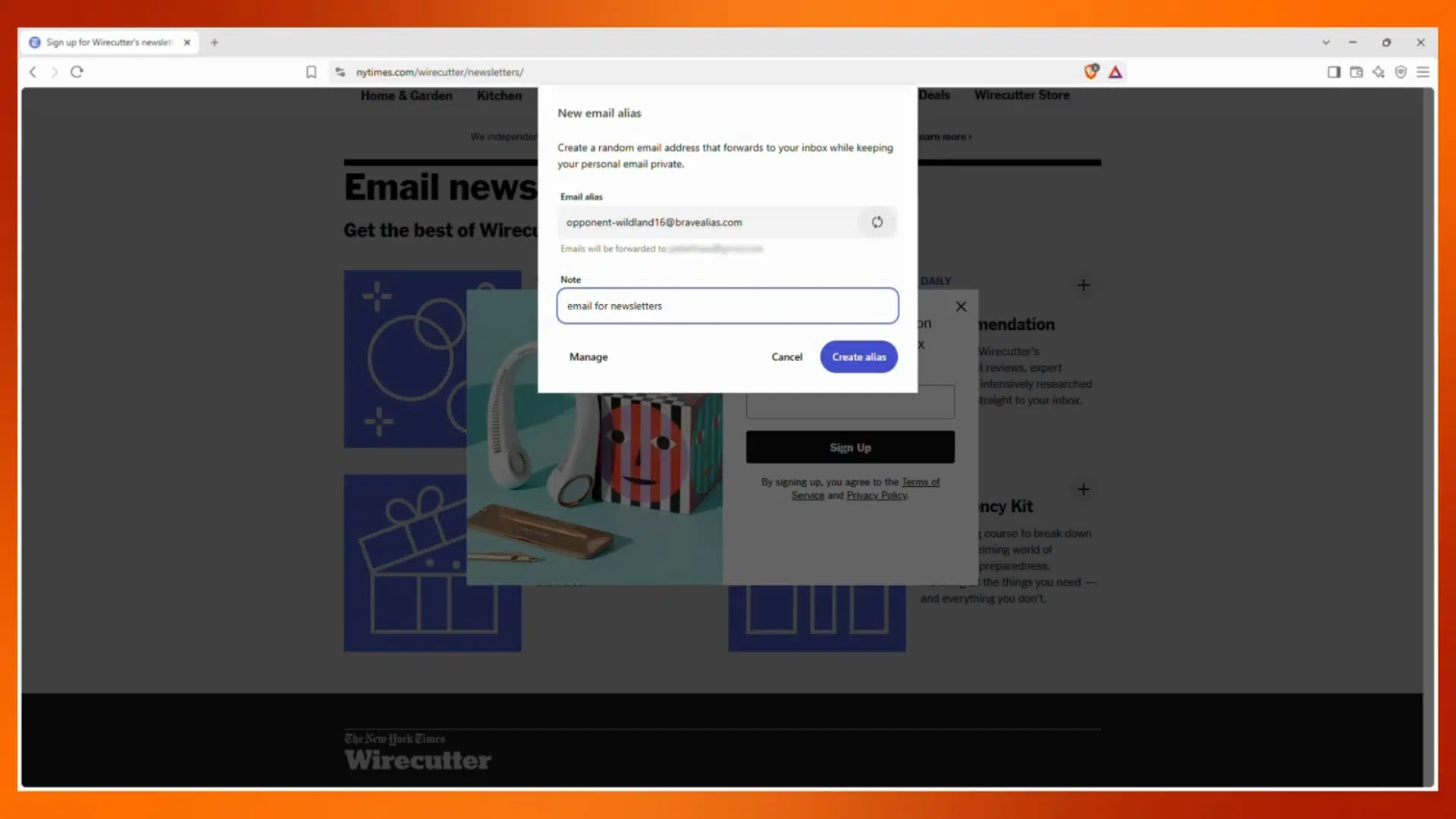 Brave Email Aliases